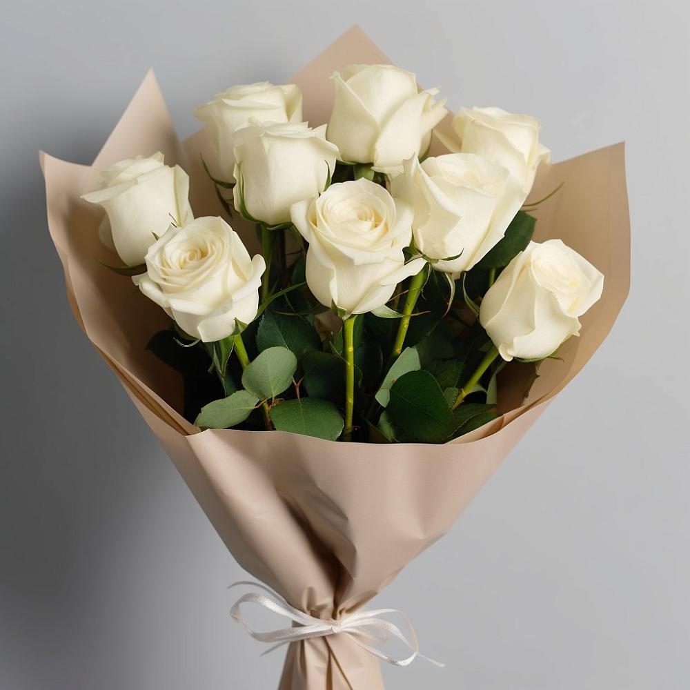 Букет 9 Белых роз Эдлесс Лав в Беседы