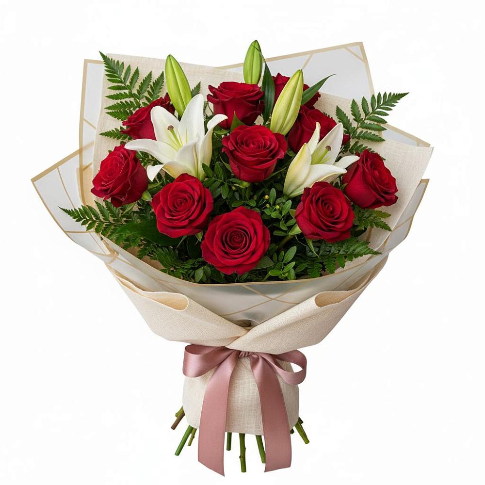 Букет цветов из: Лилии и Розы в Беседы