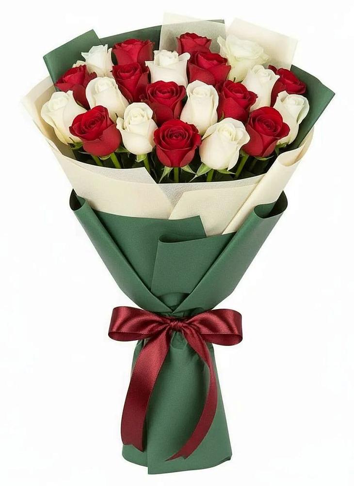 Букет Микс из красных и белых роз в Беседы