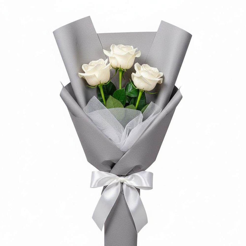 Букет 3 белые розы в Беседы