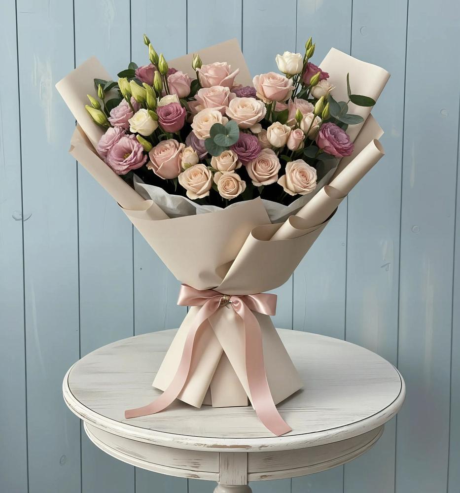 Букет цветов из: Розы и Лизиантусы в Беседы