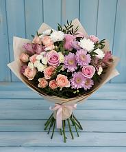 Букет цветов из:  Хризантемы, Розы и Альстромерии в Беседы