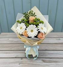 Букет цветов из:  Герберы, Розы и Хризантемы в Беседы